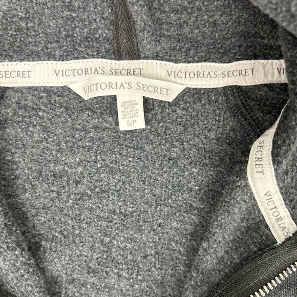 Victoria's Secret Womens Hoodie Size Sm Gray Full Zip Heart Sequin Long Sleeve - Picture 8 of 8
